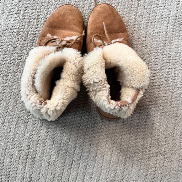 Ugg chestnut quincy boot sherpa lined womens 8.5 lace up suede leather ankle - Picture 11 of 11